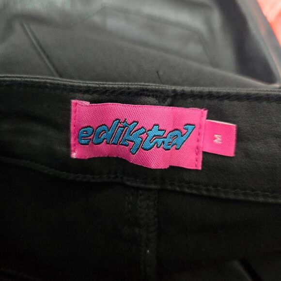 Edikted Luna Faux Leather Black High Rise Flare Leg Pants - Picture 4 of 5